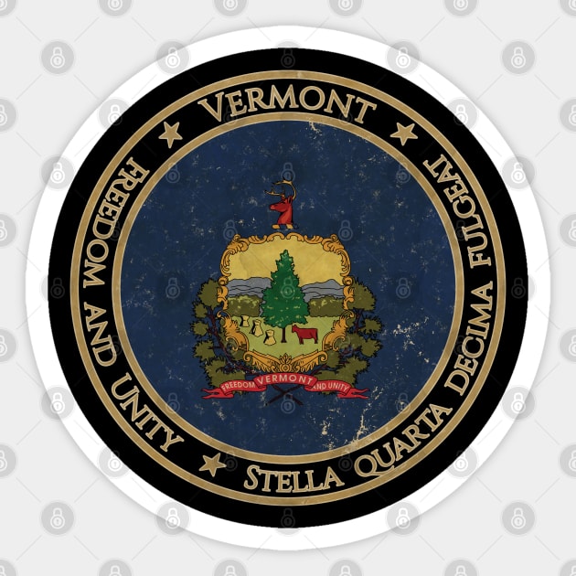 Vintage Vermont USA United States of America American State Flag Sticker by DragonXX